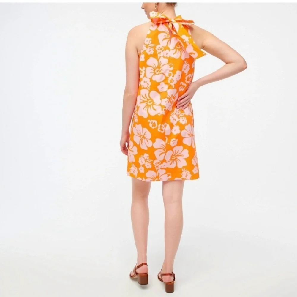 J. Crew Women Tie-neck Cotton Sleeveless Coastal Vacation Mini Shift Dress Sz  2
